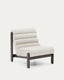 Magira armchair in white bouclé and solid oak wood with a dark finish