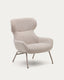 Belina chenille armchair in beige and steel with beige finish FSC 100%