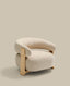 Granite fire-retardant armchair in beige chenille and solid ash wood with natural-coloured finish FSC 100%