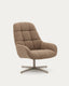 Jaspe light brown swivel armchair with grey-finished metal, FSC 100%