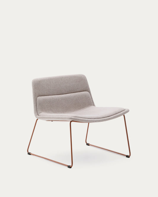 Zahara beige armchair with steel legs and FSC 100% terracotta finish