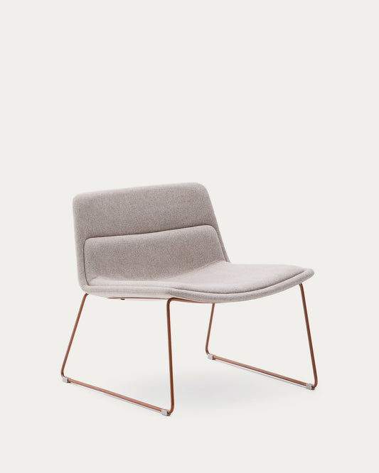 Zahara beige armchair with steel legs and FSC 100% terracotta finish