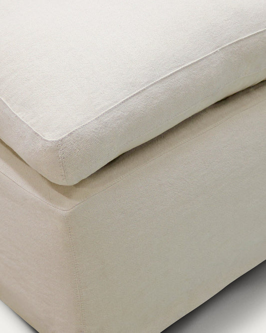 Zenira beige cotton and linen footrest cover 90 x 90cm