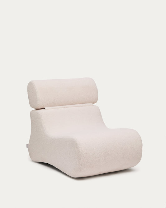Club ecru-coloured, bouclé armchair