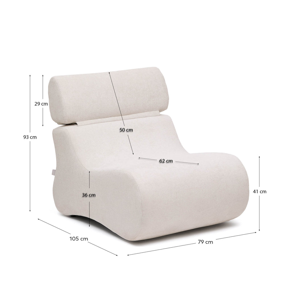 Club pearl-coloured, chenille armchair