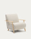 Meghan armchair in pearl chenille and with solid beech wood in a natural finish FSC Mix Credit