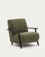 Meghan armchair in green chenille and with solid beech wood in a wenge finish FSC Mix Credit