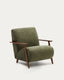 Meghan armchair in green chenille and solid ash wood with walnut finish FSC Mix Credit