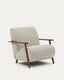 Meghan armchair in pearl chenille and solid ash wood with walnut finish FSC Mix Credit