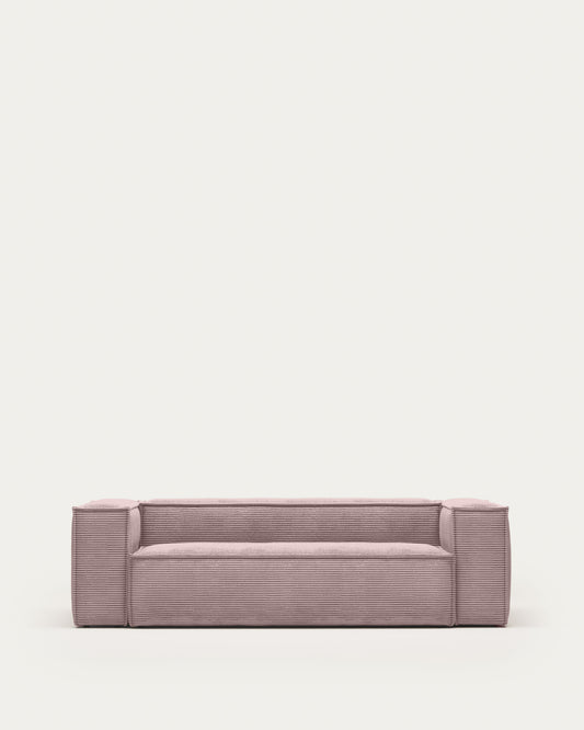 Blok 3-seater sofa in pink thick corduroy 240cm FSC Mix Credit