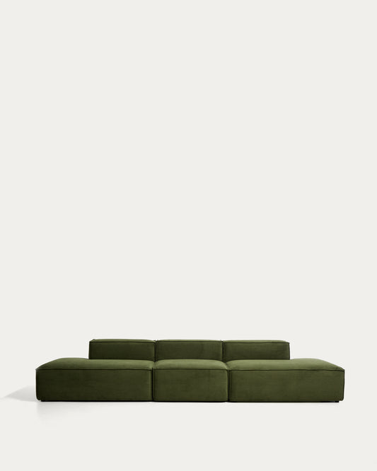 Blok 4-seater sofa in green thick corduroy 380cm FSC Mix Credit