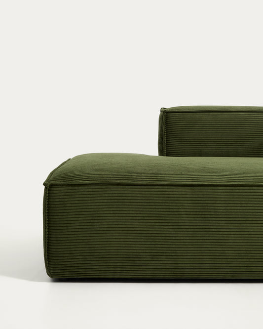 Blok 3-seater sofa with left terminal in green thick corduroy 325cm FSC Mix Credit