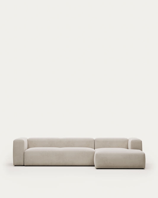 Blok 4-seater beige chenille right chaise longue sofa 330cm FSC Mix Credit