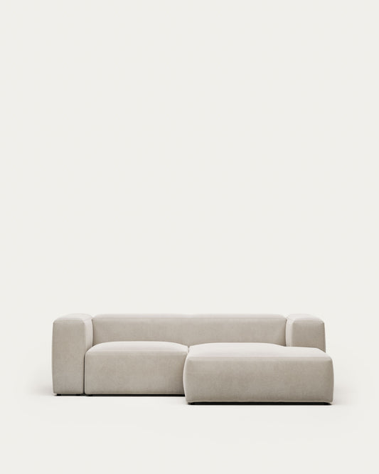 Blok 2-seater beige chenille right chaise longue sofa 240cm FSC Mix Credit