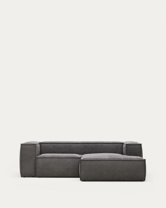Blok 2-seater right chaise longue sofa in grey thick corduroy 240cm FSC Mix Credit