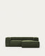 Blok 2-seater right chaise longue sofa in green thick corduroy 240cm FSC Mix Credit