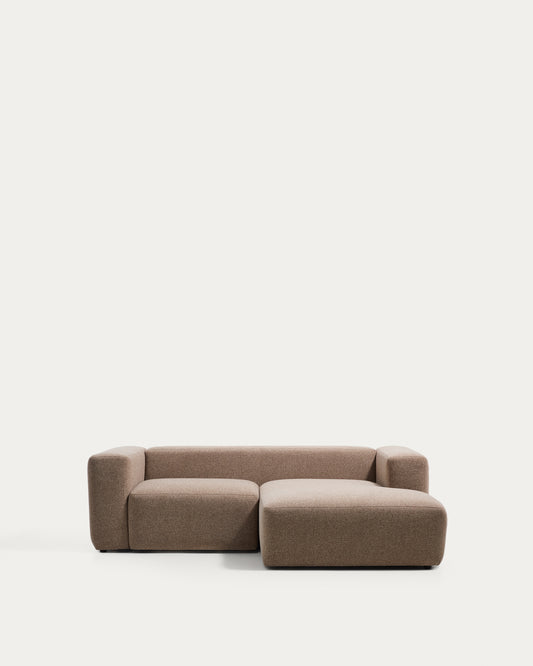 Blok 2-seater brown chenille right chaise longue sofa 240cm FSC Mix Credit