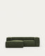 Blok 2-seater left chaise longue sofa in green thick corduroy 240cm FSC Mix Credit