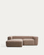 Blok 2-seater brown chenille left chaise longue sofa 240cm FSC Mix Credit