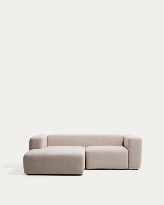 Blok 2-seater beige chenille left chaise longue sofa 240cm FSC Mix Credit