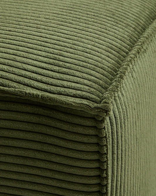 Blok green thick corduroy end pouffe 60x104cm FSC Mix Credit