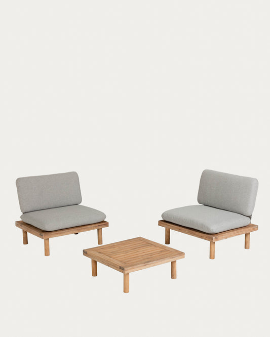 Viridis 2 armchairs and 1 table set FSC 100%
