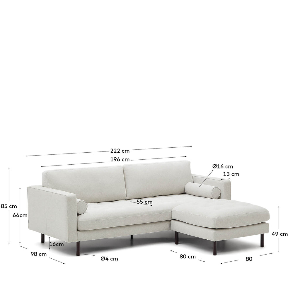 Debra 3-seater sofa with pearl chenille footrest and wenge finished legs, 222 cm FSC Mix Credit