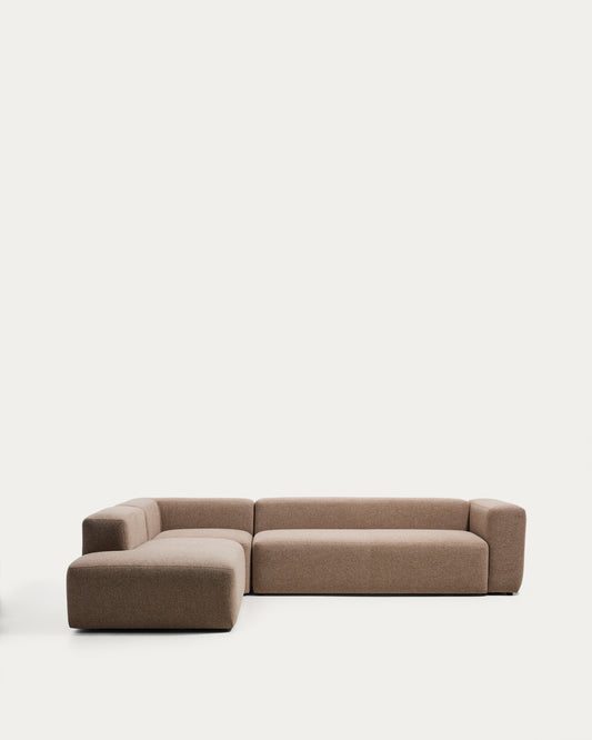 Blok brown chenille 5-seater corner sofa with left terminal 255 x 320cm FSC Mix Credit