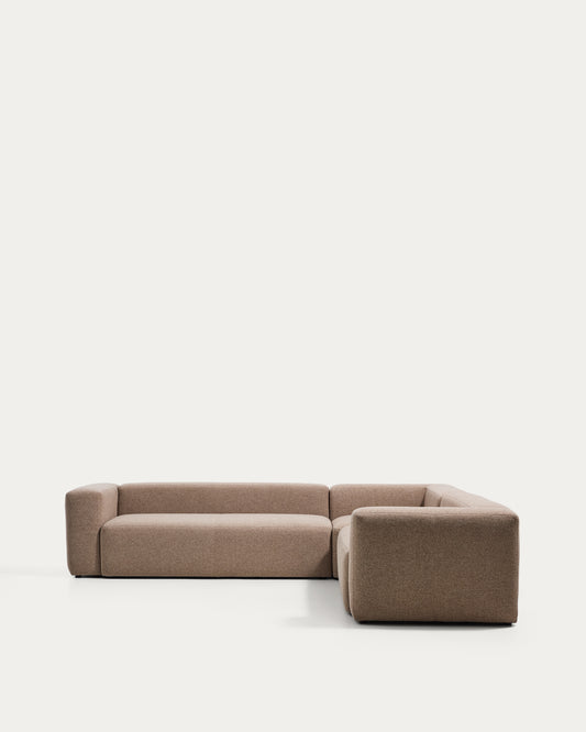 Blok brown chenille 5-seater corner sofa 320 x 290cm/290 x 320cm FSC Mix Credit