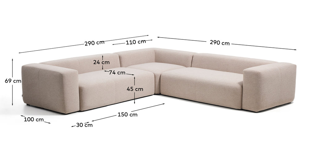 Blok beige chenille 4-seater corner sofa 290 x 290cm FSC Mix Credit
