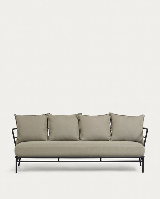 Mareluz 3 seater sofa in black steel, 197 cm