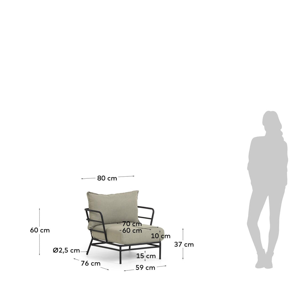 Mareluz black steel armchair
