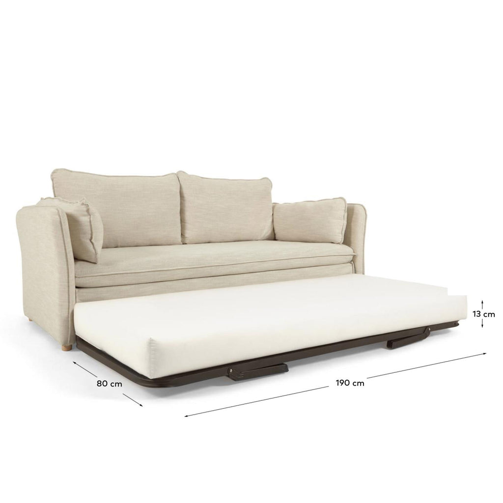 Tanit sofa bed in white with natural finish solid beech wood legs, 210 cm FSC Mix Credit