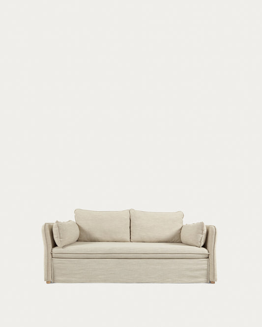 Tanit sofa bed in white with natural finish solid beech wood legs, 210 cm FSC Mix Credit