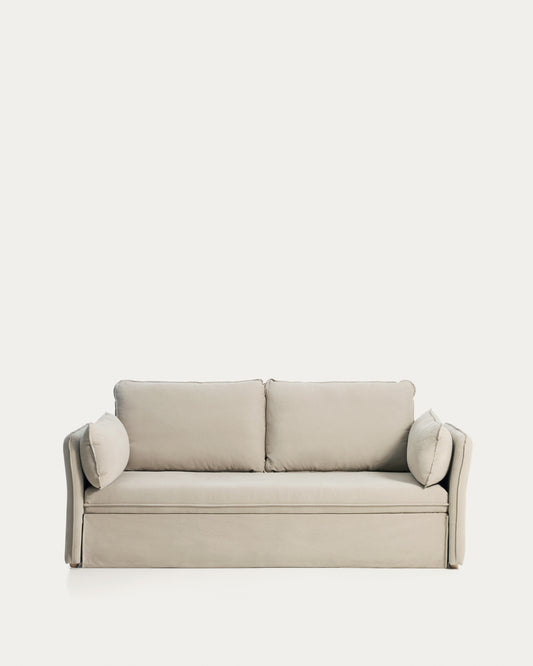 Tanit sofa bed in white with natural finish solid beech wood legs, 210 cm FSC Mix Credit