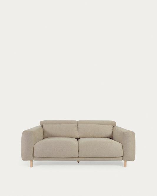 Singa 3 seater sofa with reclining headrest and extendable seat in beige 215 cm FSC Mix Credit
