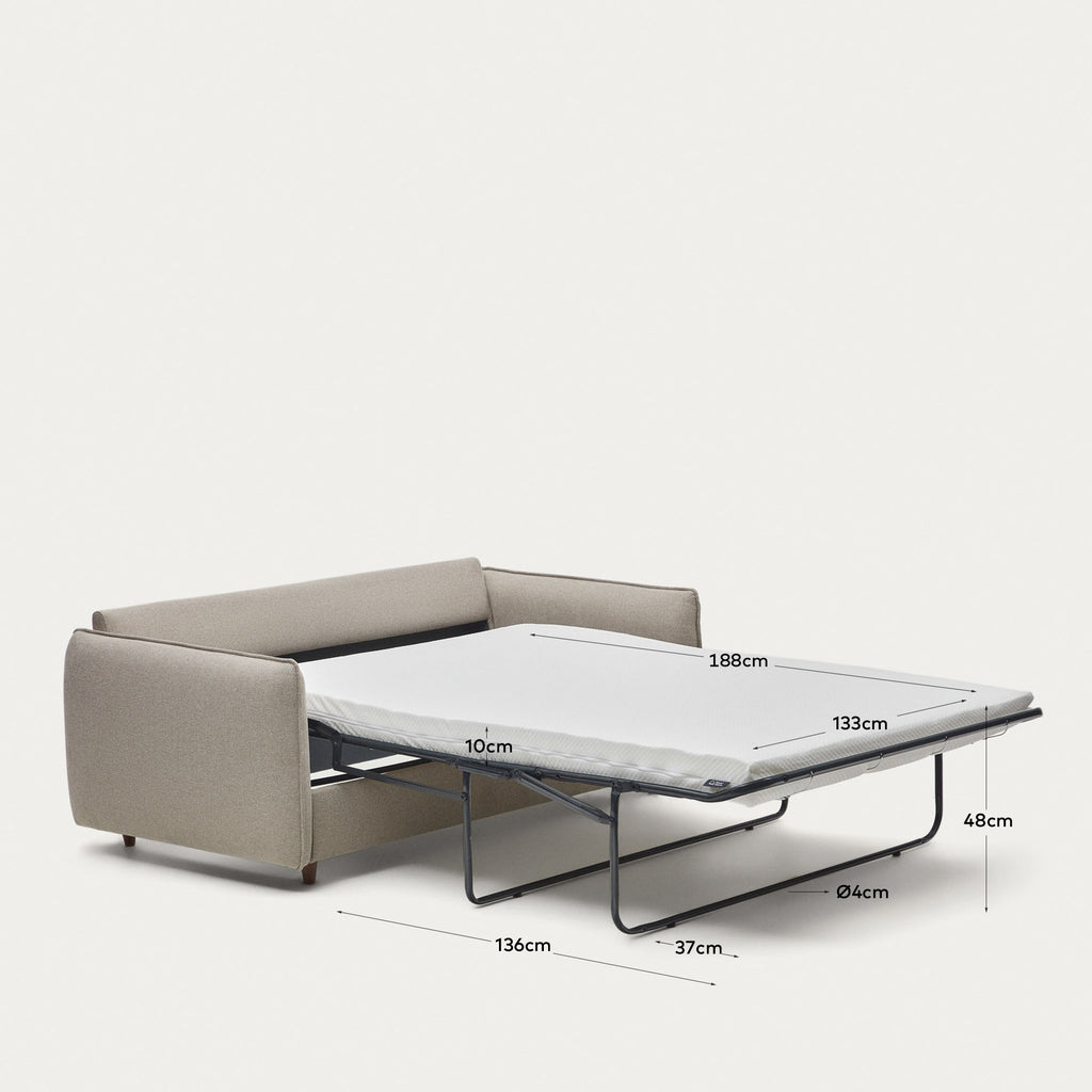 Carlota beige 2-seater sofa bed with solid beech wood legs 185cm FSC Mix Credit