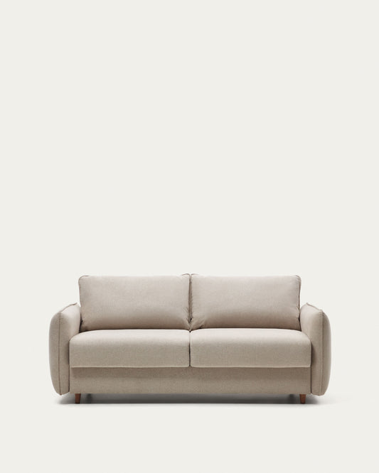 Carlota beige 2-seater sofa bed with solid beech wood legs 185cm FSC Mix Credit