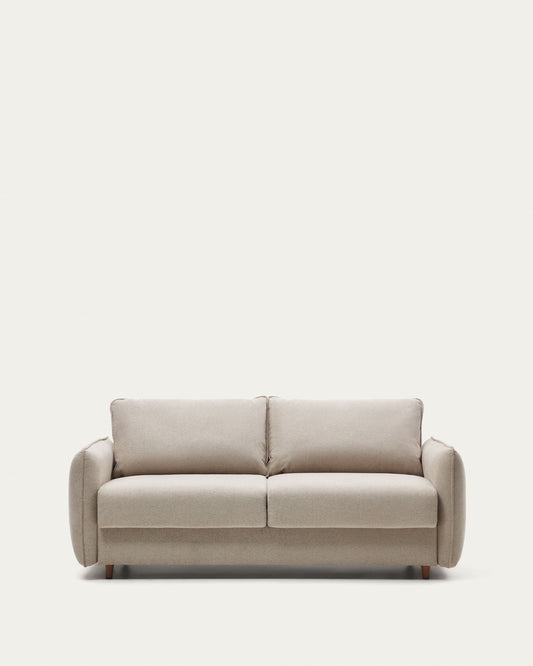 Carlota beige 2-seater sofa bed with solid beech wood legs 185cm FSC Mix Credit