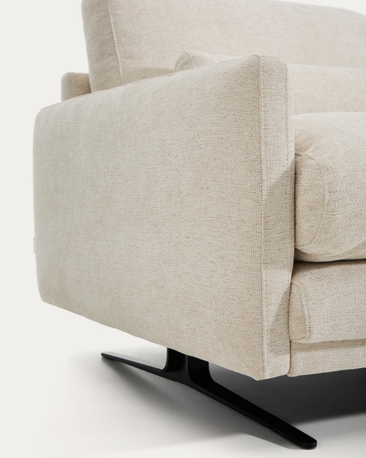 Veliro beige chenille armchair with black steel legs FSC Mix Credit