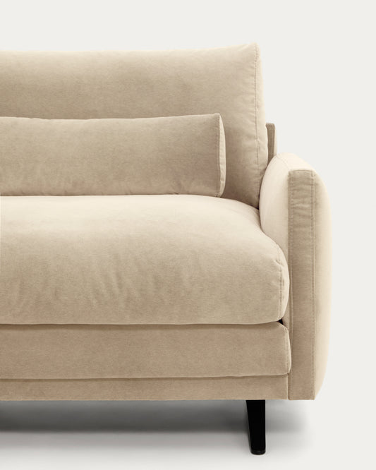 Veliro pearl velvet 4-seater sofa with black steel legs 240cm FSC Mix Credit