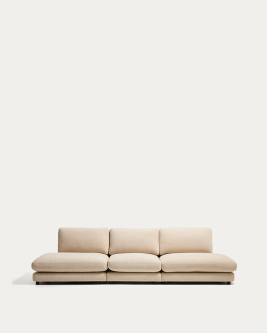 Gala 4-seater modular sofa in beige chenille FSC Mix Credit 330cm