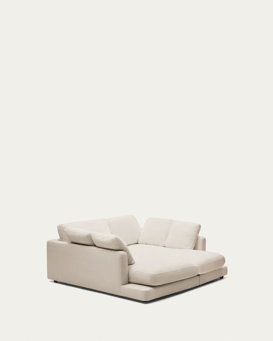 Gala 3-seater sofa with double chaise longue in beige chenille FSC Mix Credit 210cm