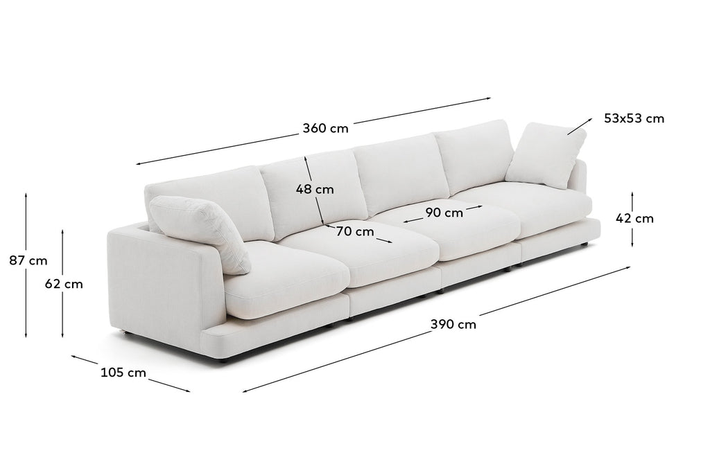 Gala 6-seater white chenille sofa FSC Mix Credit 390cm