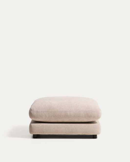 Gala footrest in beige micro bouclé FSC Mix Credit 90 x 90cm
