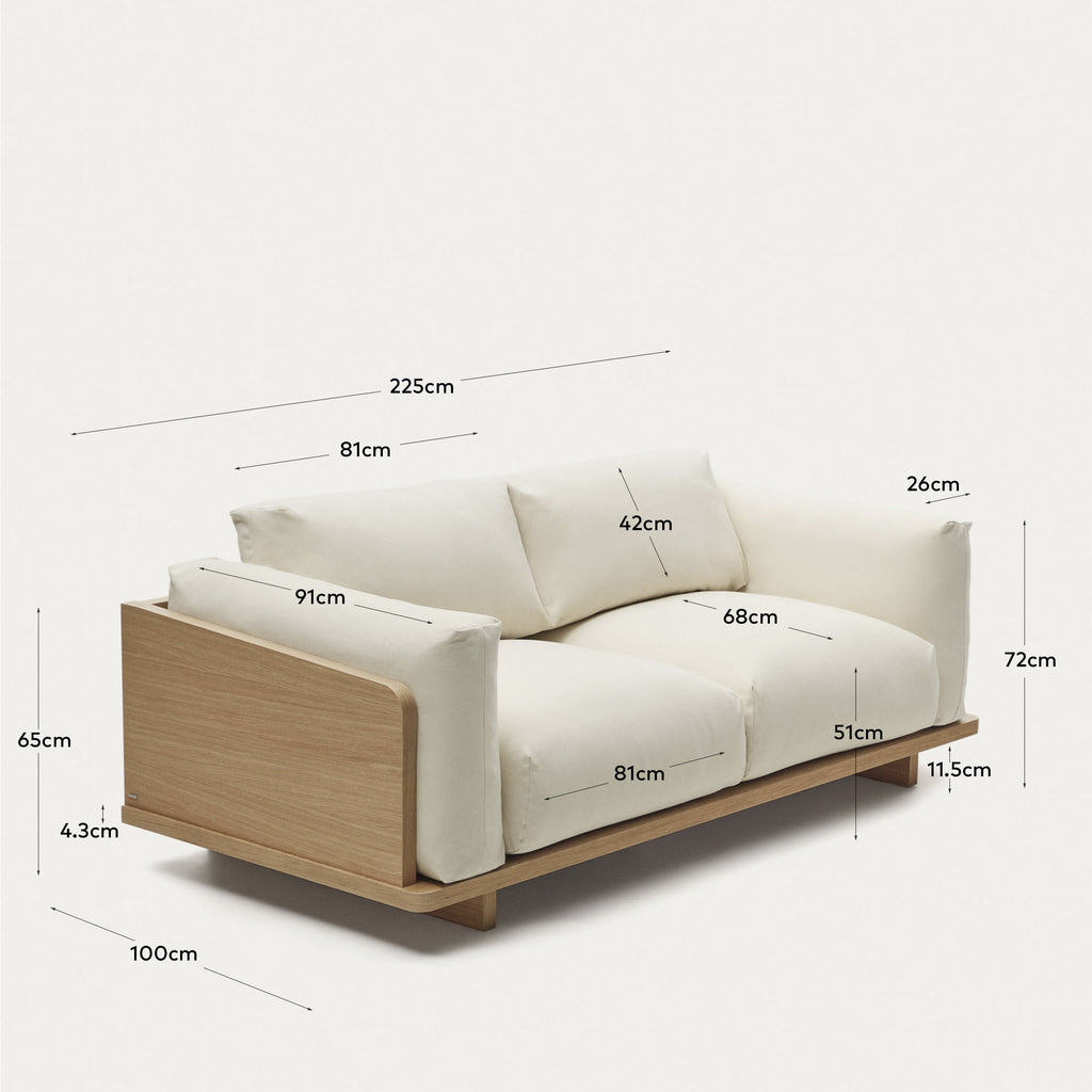Oaq 3 seater sofa in beige, 225 cm FSC Mix Credit