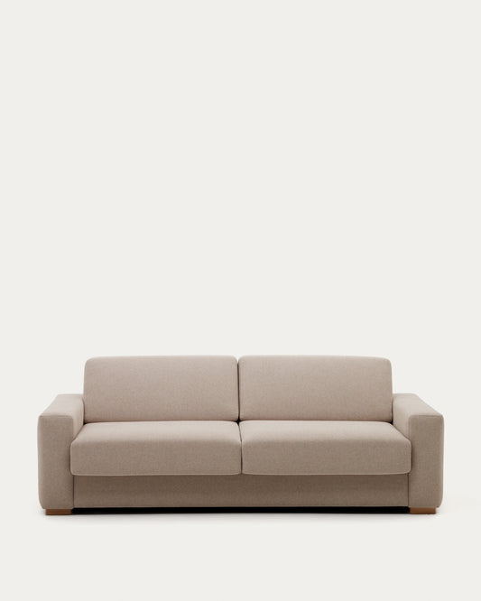 Anley beige 4-seater sofa bed with solid beech wood legs 244cm FSC Mix Credit