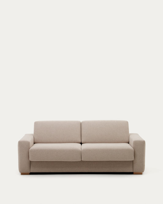Anley beige 3-seater sofa bed with solid beech wood legs 224cm FSC Mix Credit