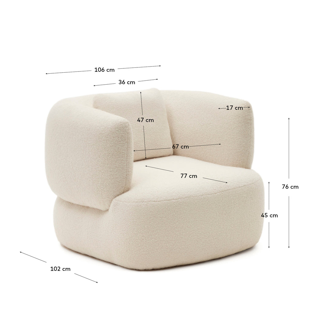 Martina ecru bouclé armchair with cushion FSC Mix Credit