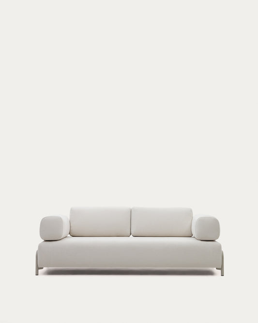 Compo beige chenille 3-seater sofa with beige metal structure 232 cm FSC Mix Credit